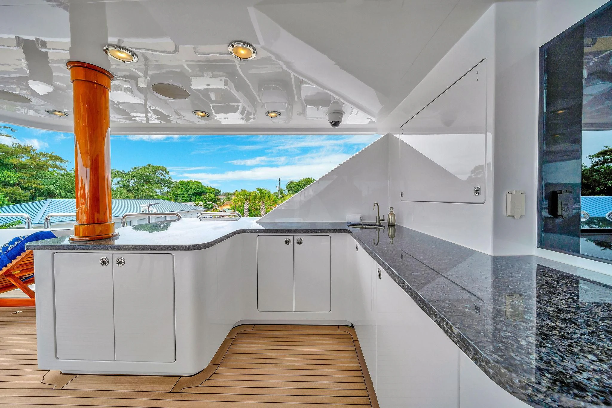 a room with a large window and a view of the water aboard VALHALLA Yacht for Sale