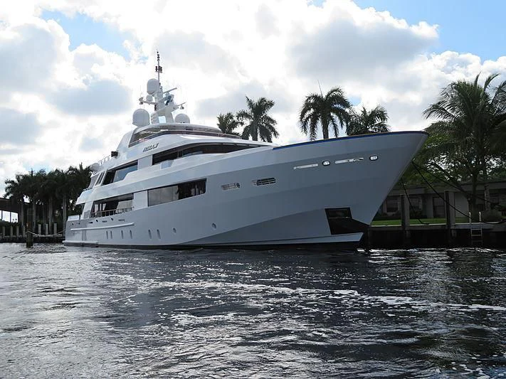 a white yacht in the water aboard VALHALLA Yacht for Sale