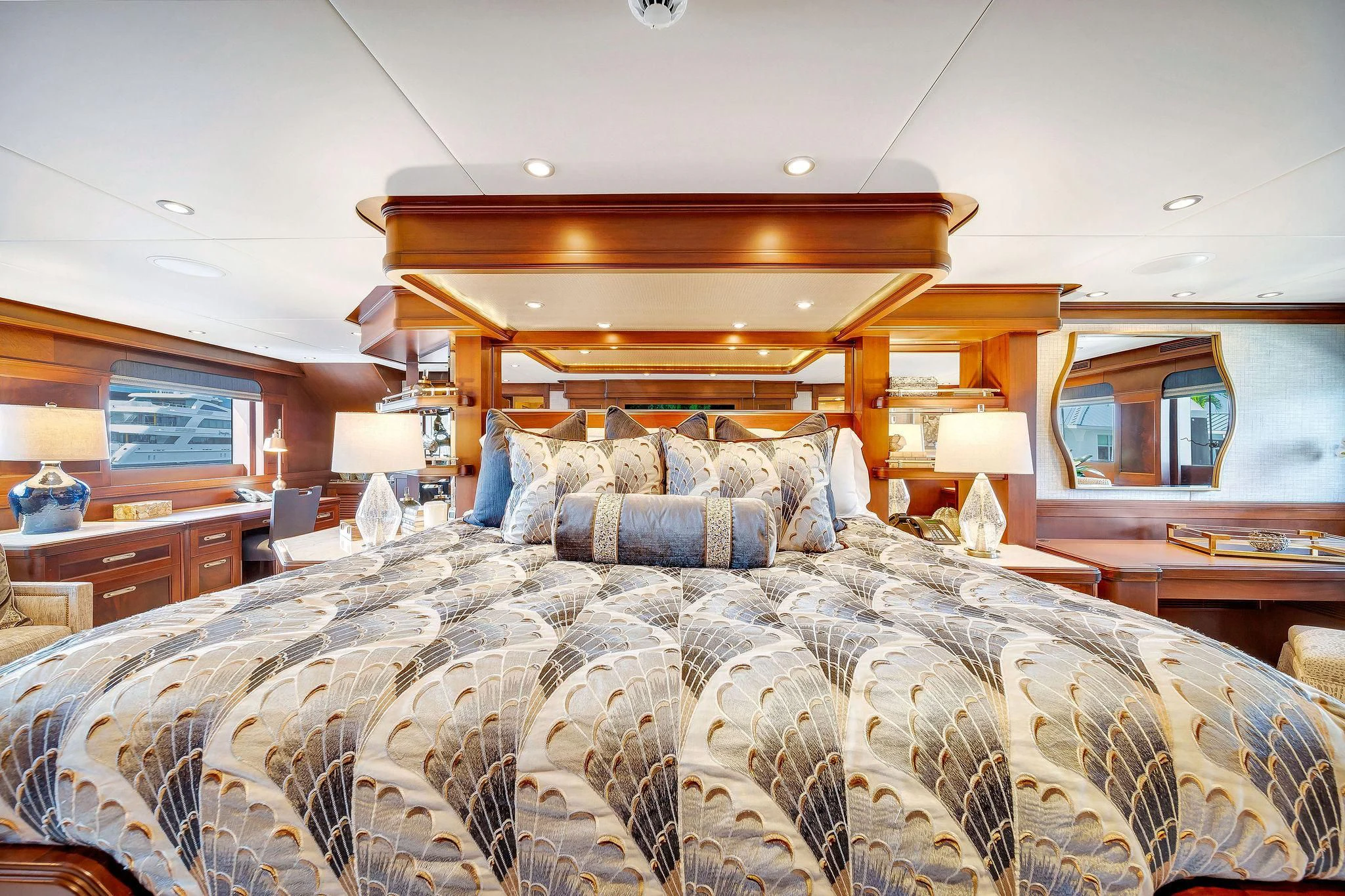 a bed with a large bed aboard VALHALLA Yacht for Sale
