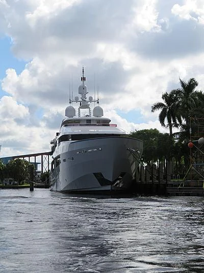 a large white boat in the water aboard VALHALLA Yacht for Sale