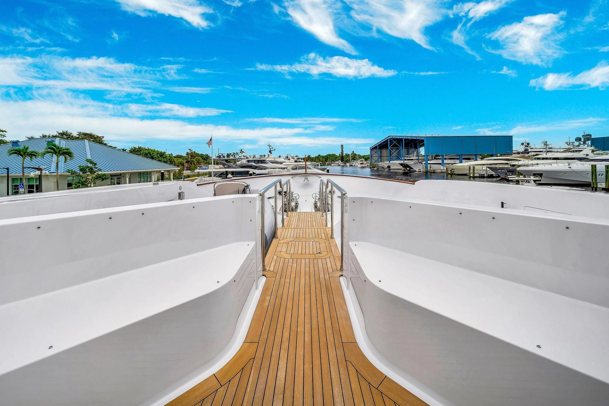 a long wooden walkway aboard VALHALLA Yacht for Sale