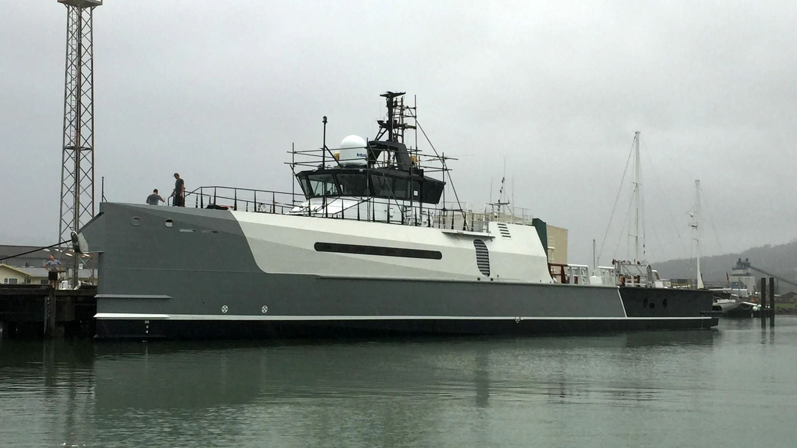 a large ship in the water aboard AD-VANTAGE Yacht for Sale