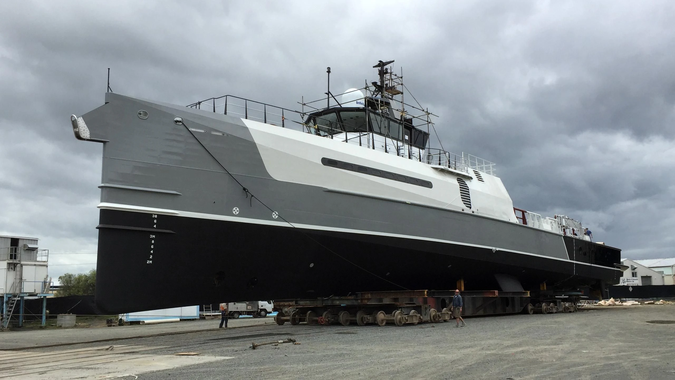 a large ship on a beach aboard AD-VANTAGE Yacht for Sale