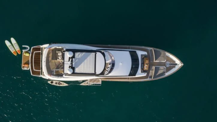 a high angle view of a boat aboard BRAVA Yacht for Sale