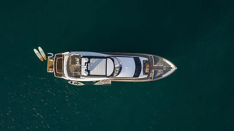 a high angle view of a boat aboard BRAVA Yacht for Sale