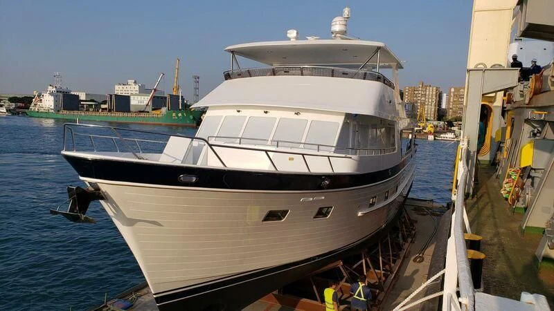 a large white boat docked aboard JULIANNE Yacht for Sale