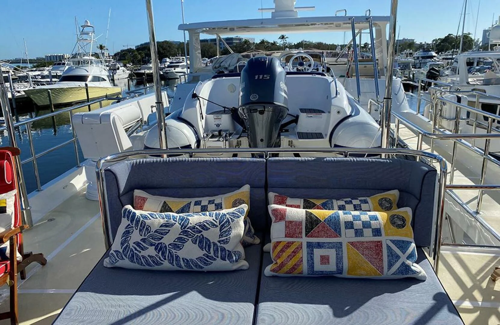 a boat on a deck aboard JULIANNE Yacht for Sale
