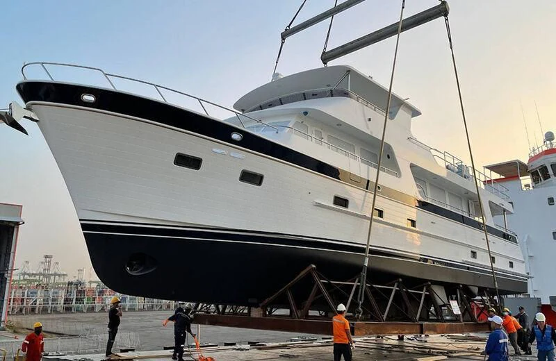 a large white boat aboard JULIANNE Yacht for Sale