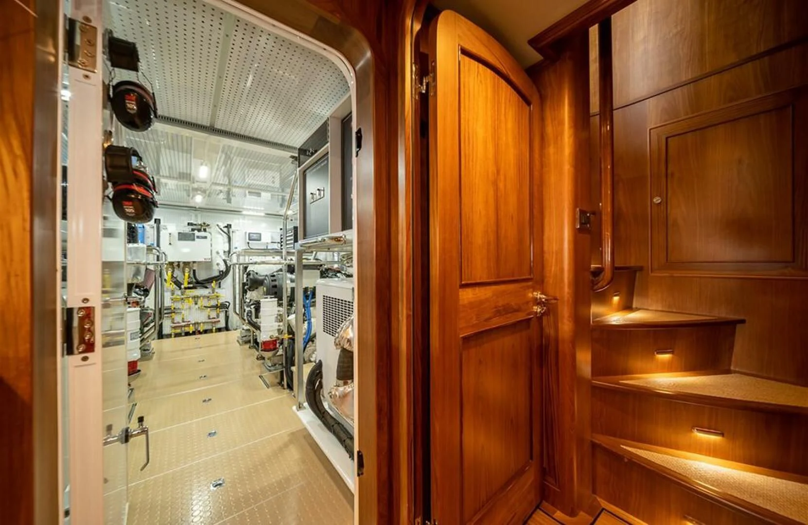 a room with wooden cabinets aboard JULIANNE Yacht for Sale
