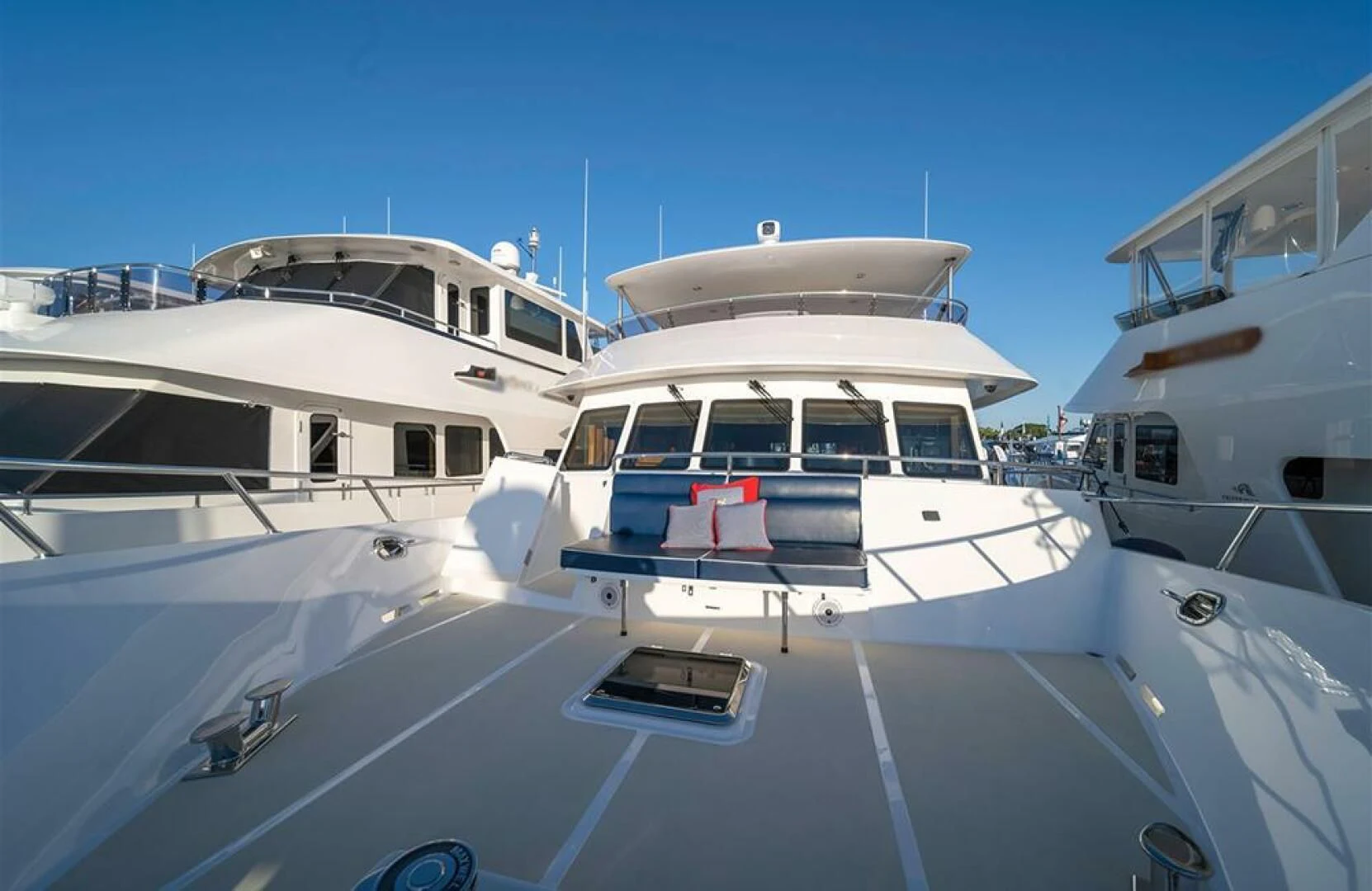 a row of boats on a dock aboard JULIANNE Yacht for Sale