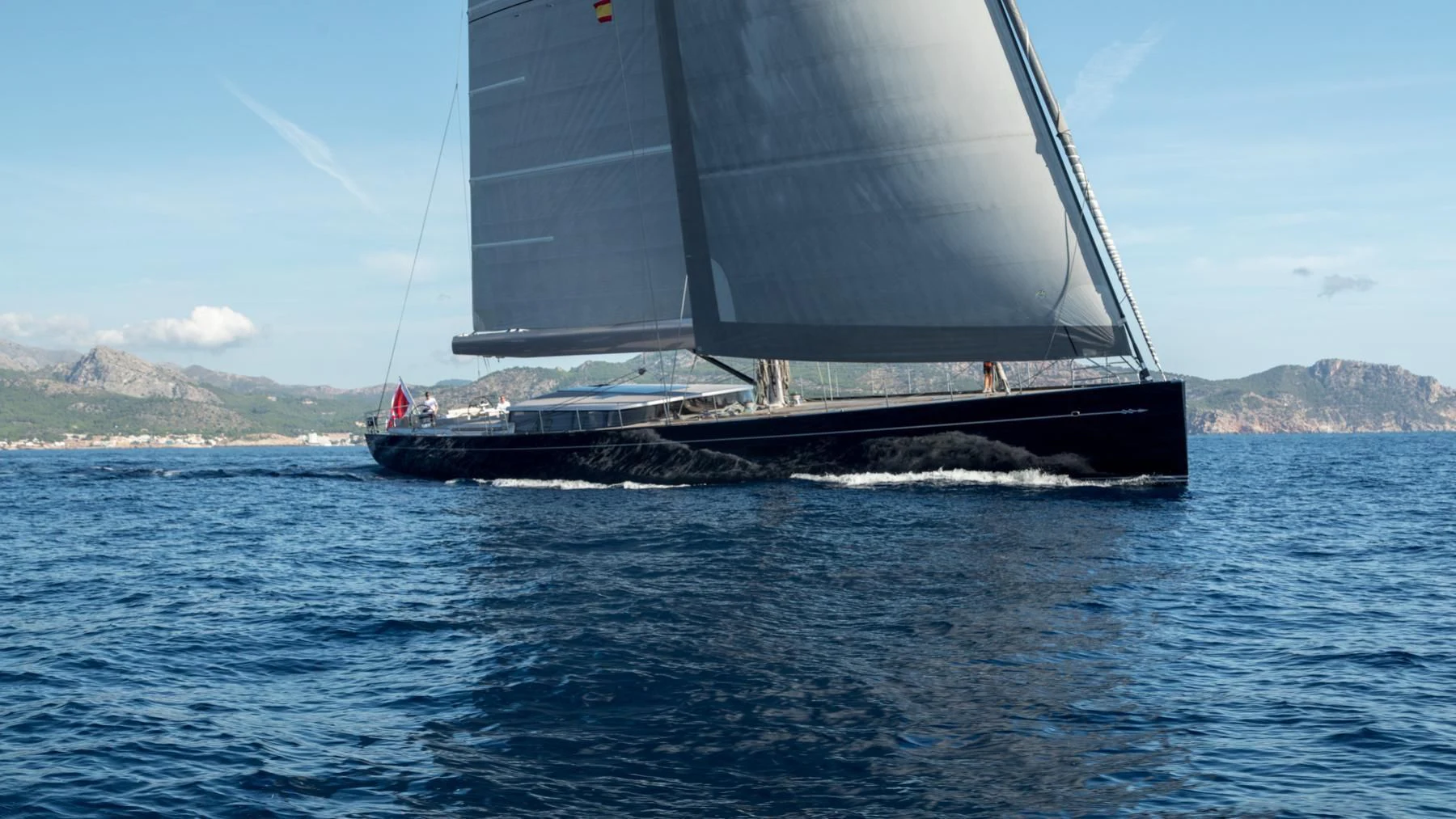 a large sailboat on the water aboard CERVO Yacht for Sale