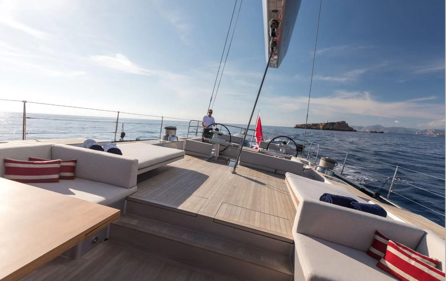 a boat on the water aboard CERVO Yacht for Sale