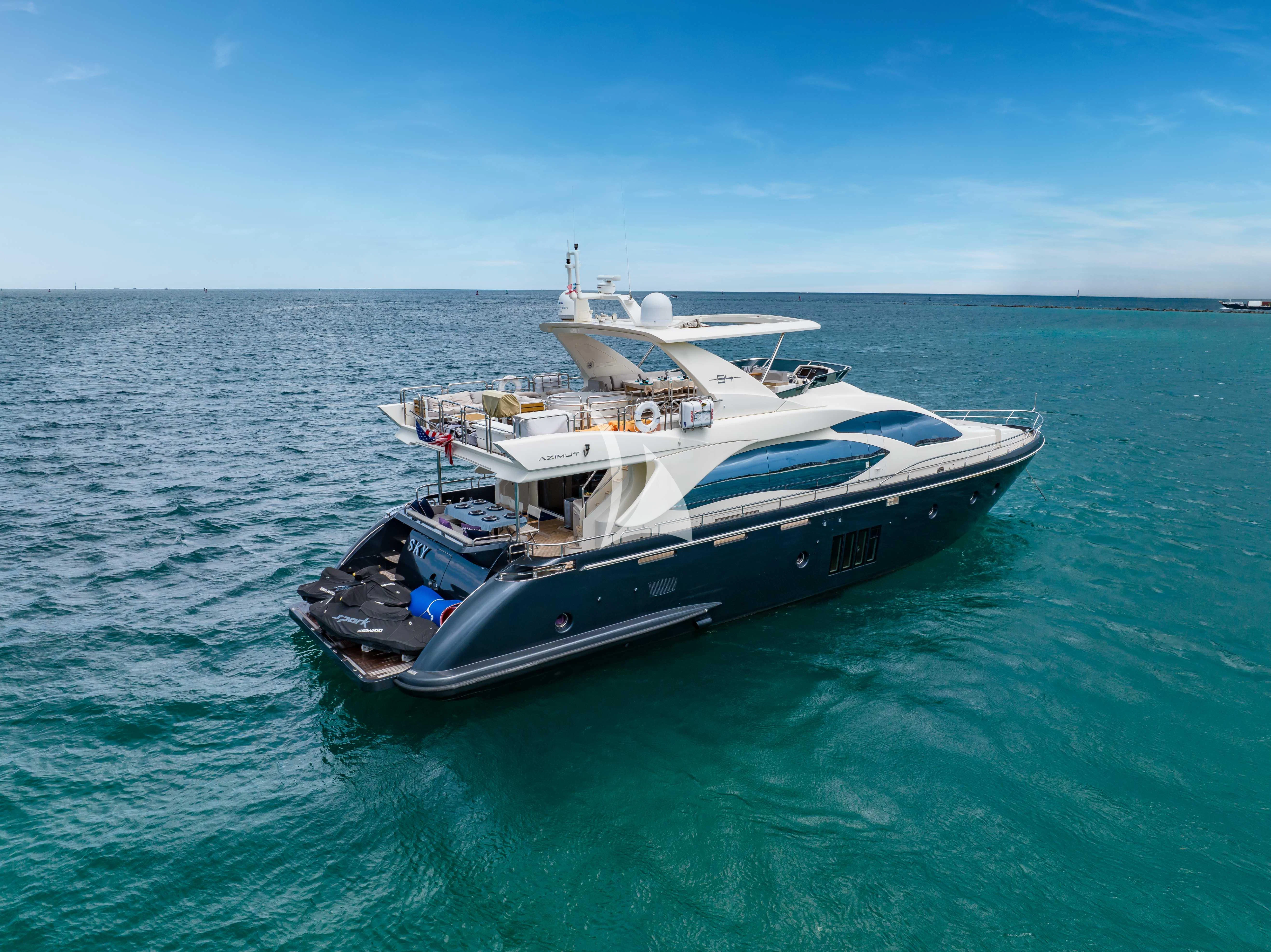 a boat in the water aboard SKY Yacht for Sale