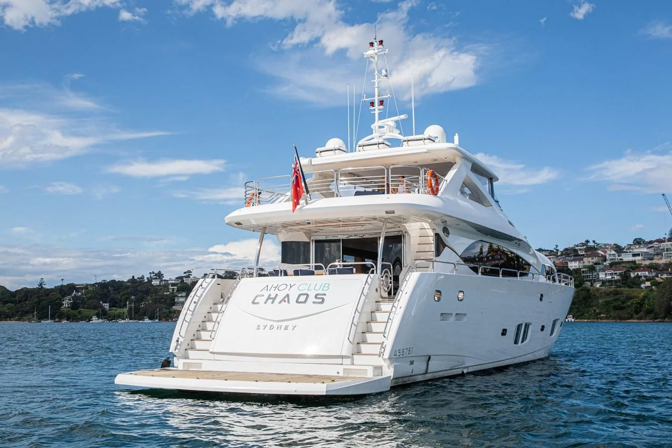 a boat on the water aboard CHAOS Yacht for Sale