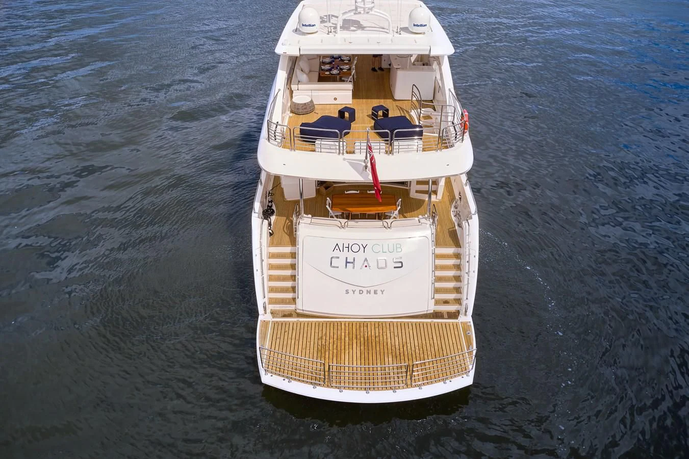 a boat in the water aboard CHAOS Yacht for Sale