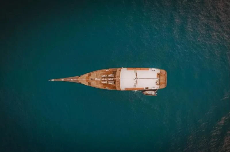 a metal object floating in the water aboard SAMSARA SAMUDRA Yacht for Sale