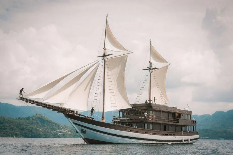 a boat on the water aboard SAMSARA SAMUDRA Yacht for Sale