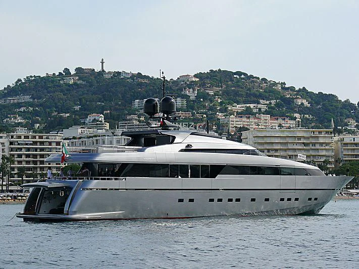 a large white yacht in the water aboard 4A Yacht for Sale