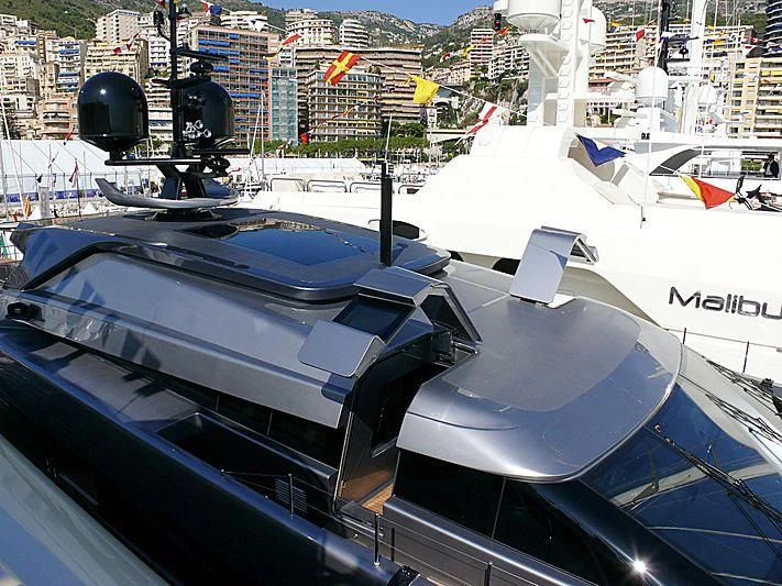 a boat parked on a dock aboard 4A Yacht for Sale