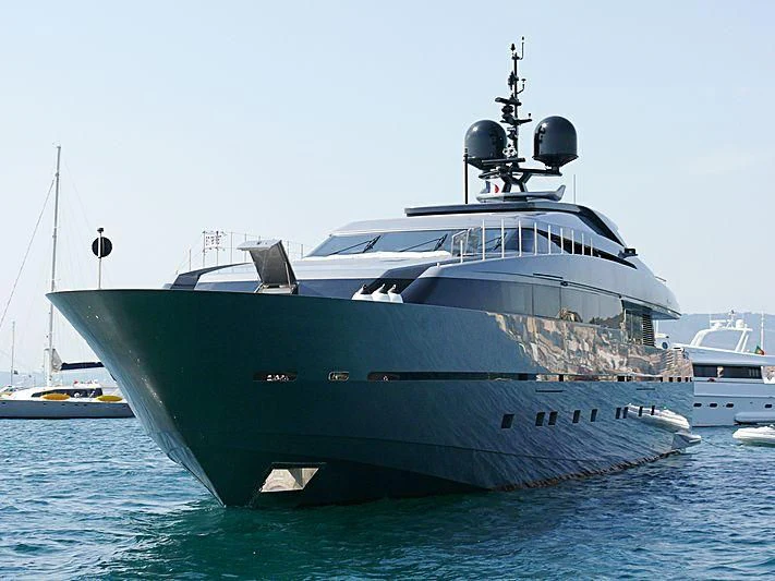 a large blue boat in the water aboard 4A Yacht for Sale