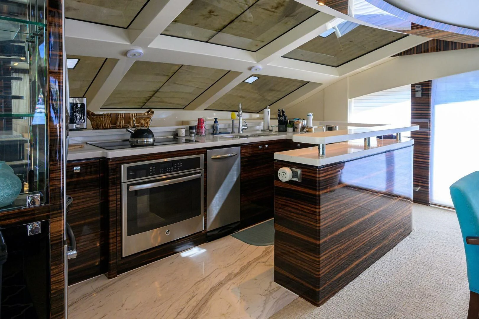 a kitchen with a large oven aboard FUJIMO Yacht for Sale