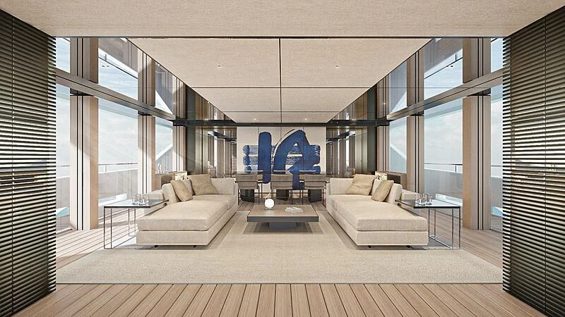a room with a couch and a table aboard ACE Yacht for Sale