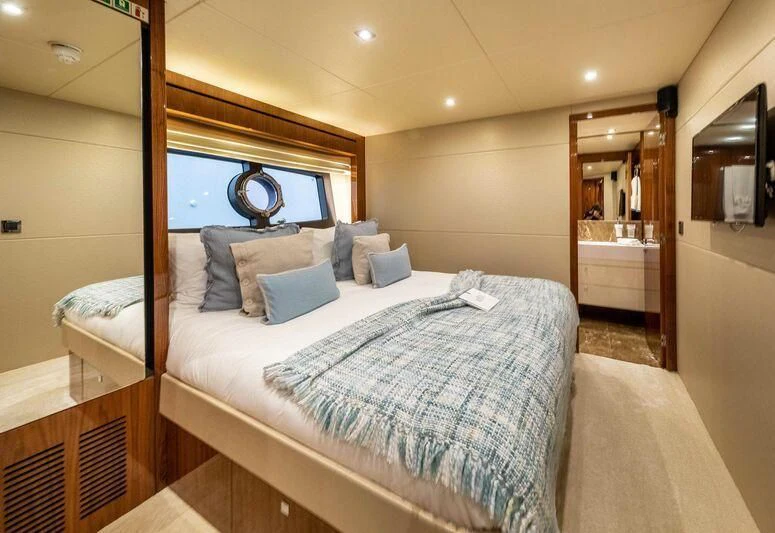 a bed in a hotel room aboard HIGH ENERGY Yacht for Sale