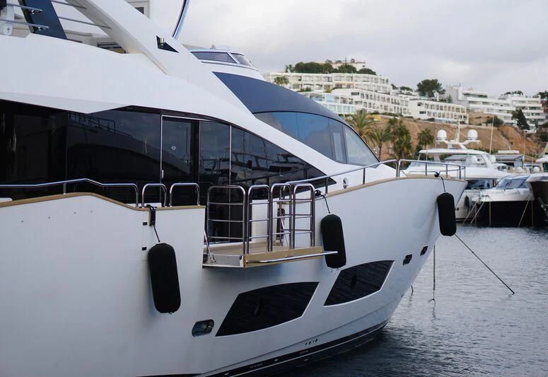 a white yacht in the snow aboard HIGH ENERGY Yacht for Sale