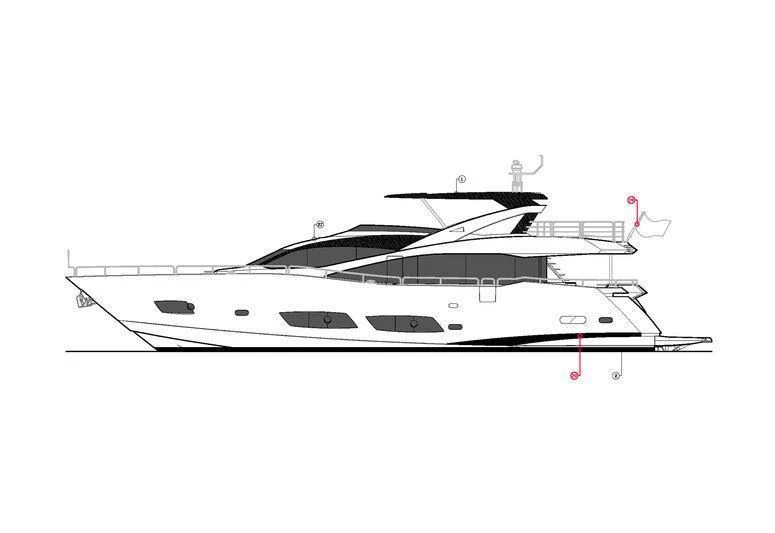a black and white boat aboard HIGH ENERGY Yacht for Sale