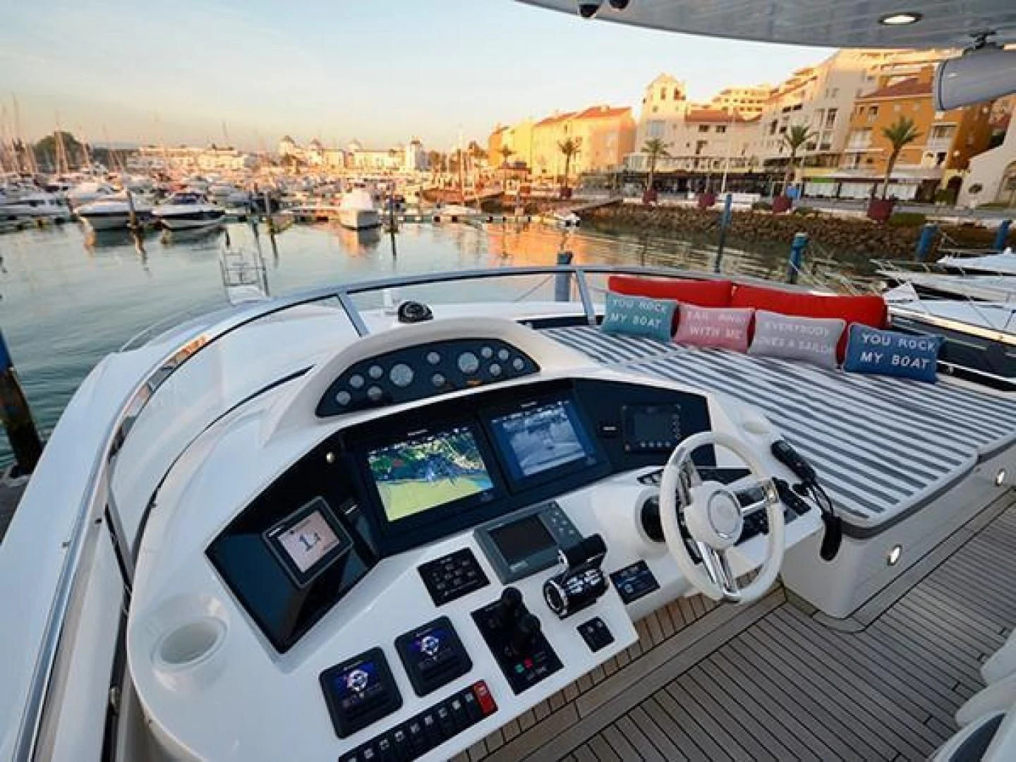 a dashboard of a car aboard EXIMIUS Yacht for Sale