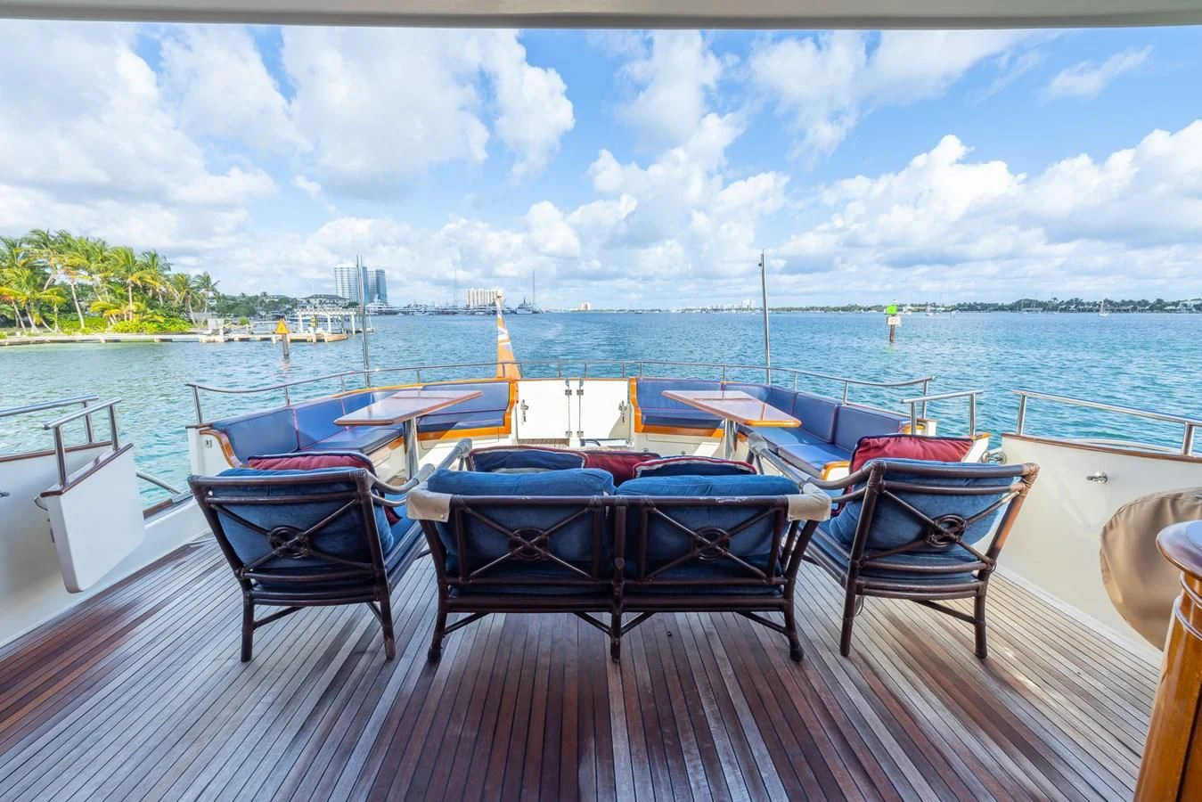 a group of chairs on a dock aboard 85 CLASSIC Yacht for Sale