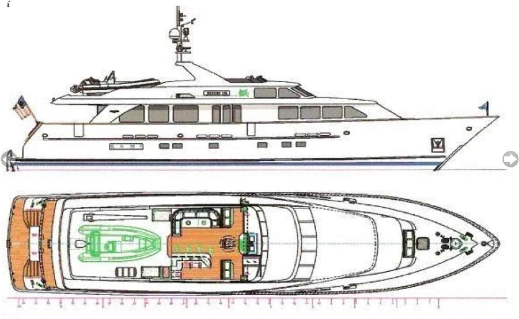 diagram, engineering drawing aboard HAU TREE Yacht for Sale