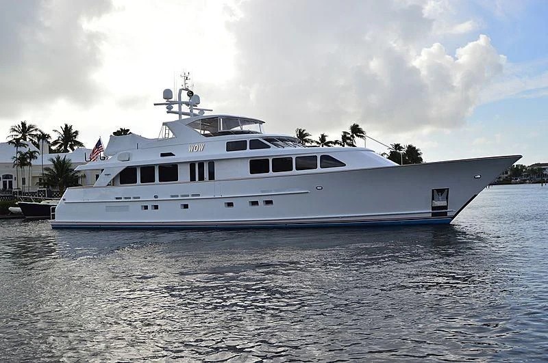 a large white boat on the water aboard HAU TREE Yacht for Sale