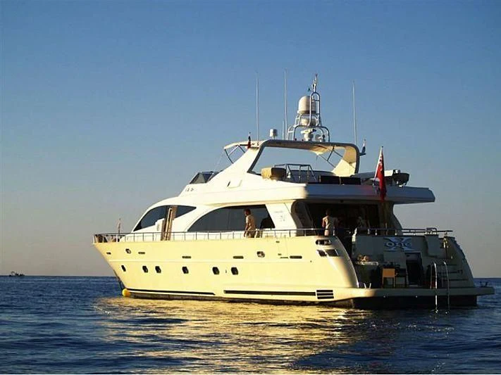 a large white boat in the water aboard X ONE Yacht for Sale