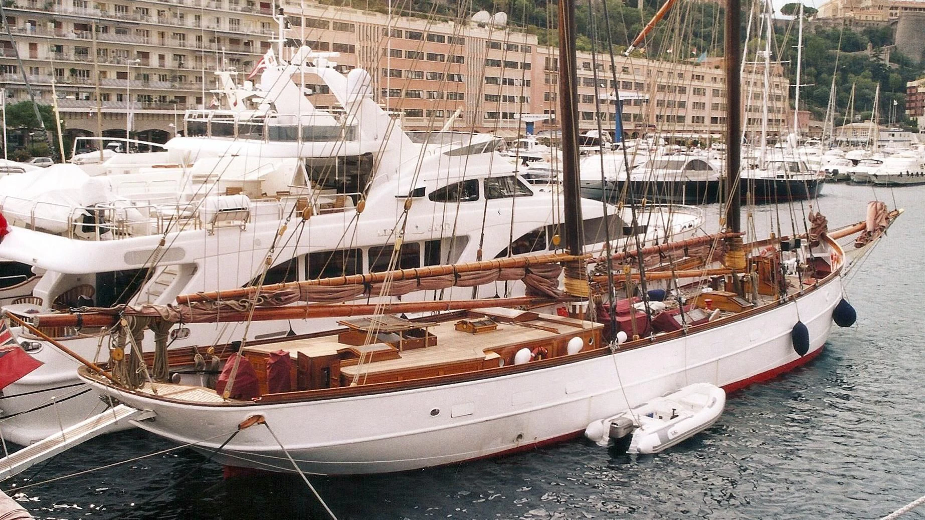 a group of boats in a harbor aboard MIDSUMMER Yacht for Sale