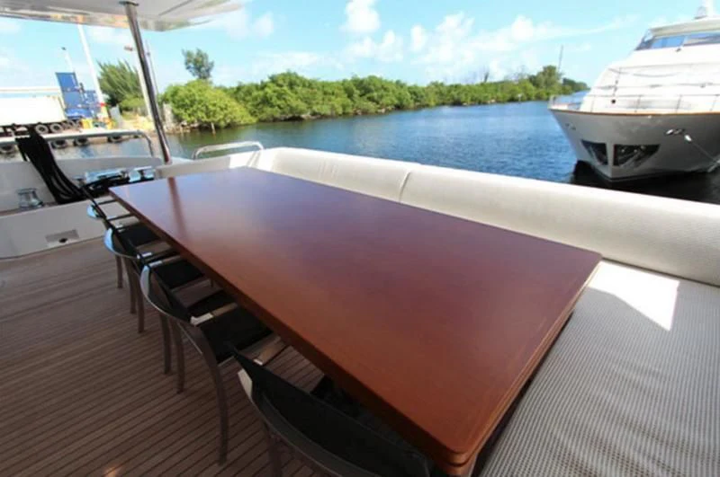 a boat on a deck aboard LA TACHE Yacht for Sale
