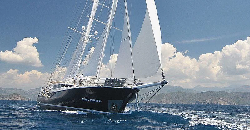 a boat sailing on the sea aboard UBI BENE Yacht for Charter