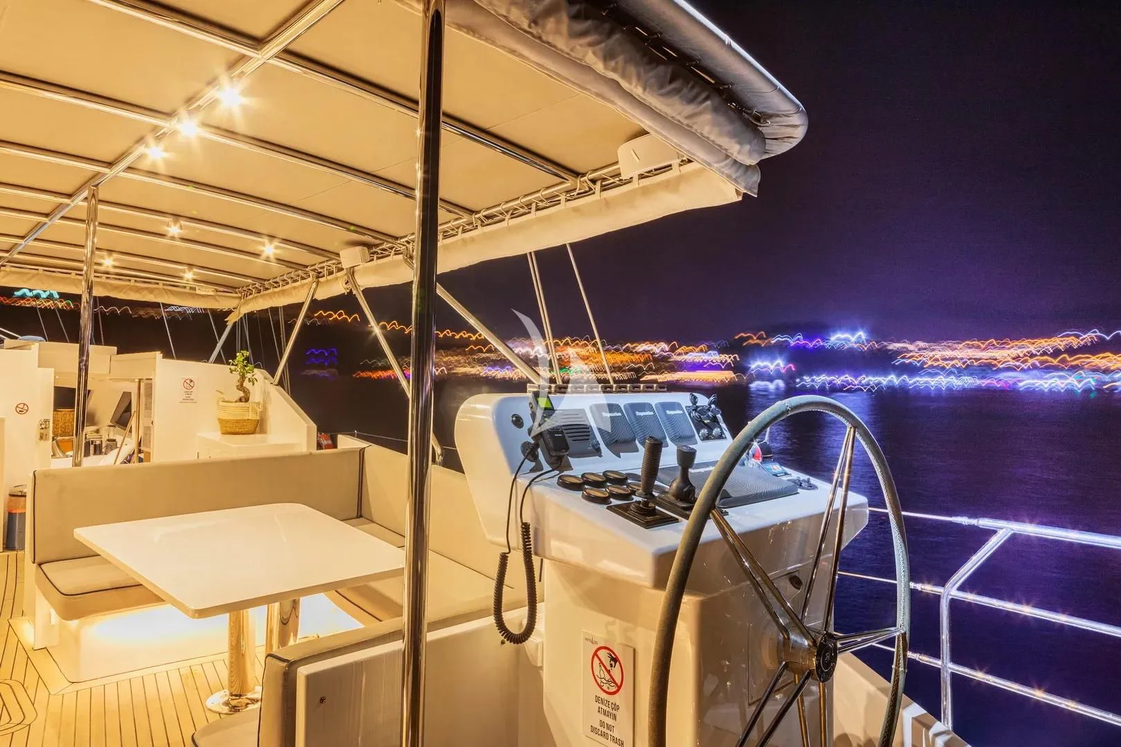 a boat on a deck aboard UBI BENE Yacht for Charter