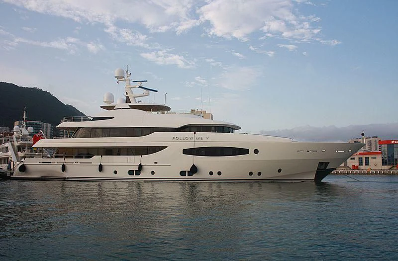 a large white yacht in the water aboard TIREA Yacht for Sale