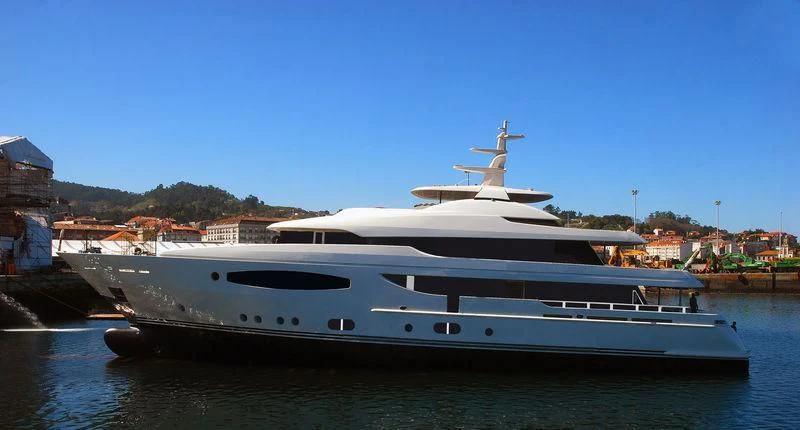 a white yacht in the water aboard TIREA Yacht for Sale