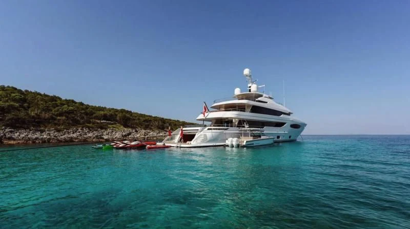 a boat in the water aboard TIREA Yacht for Sale