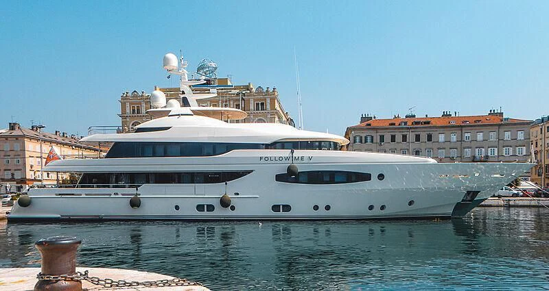 a large white yacht aboard TIREA Yacht for Sale