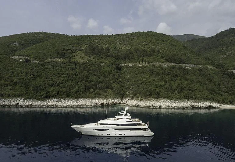a boat sailing on the water aboard TIREA Yacht for Sale