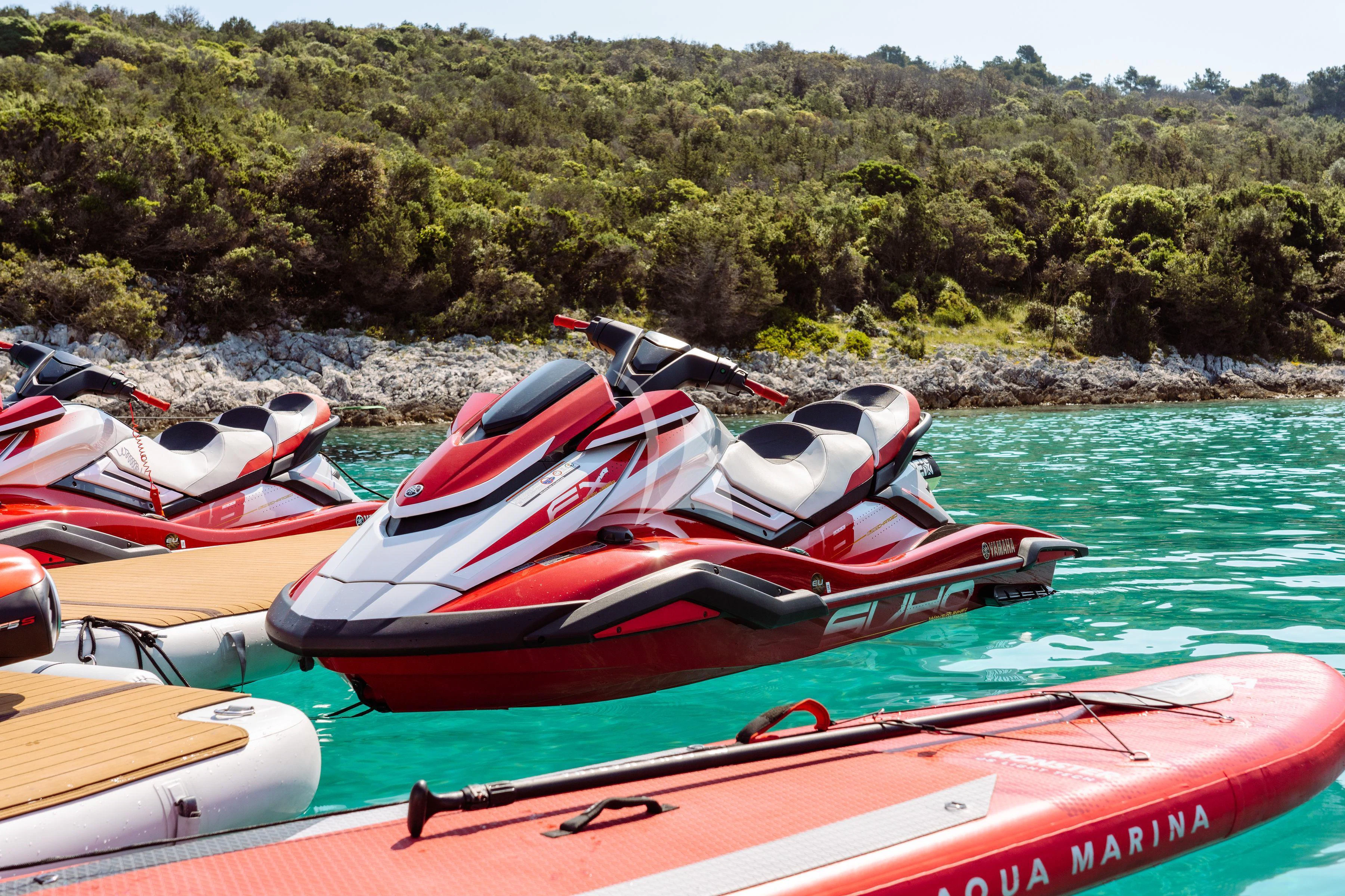 a group of boats on the water aboard TIREA Yacht for Sale
