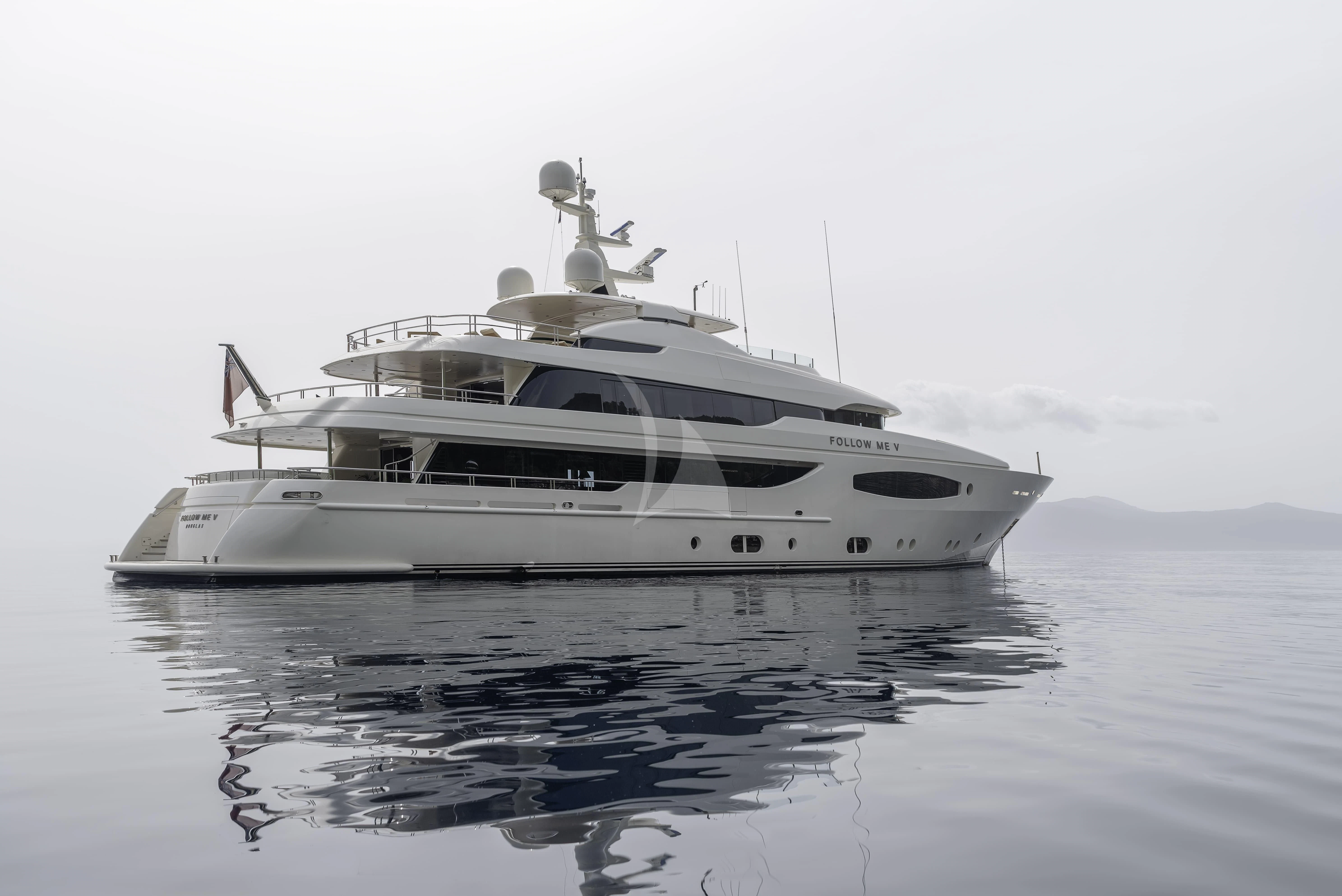 a white yacht in the water aboard TIREA Yacht for Sale
