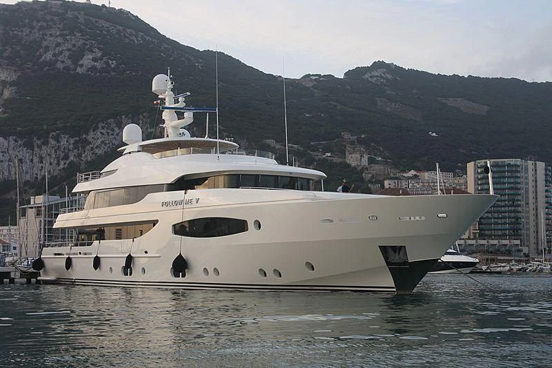 a white yacht in the water aboard TIREA Yacht for Sale