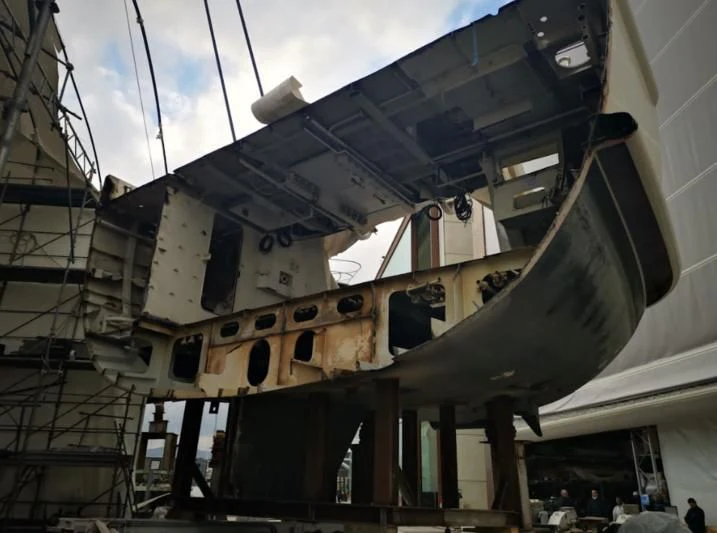 a large metal object with a hole in the side aboard TIREA Yacht for Sale