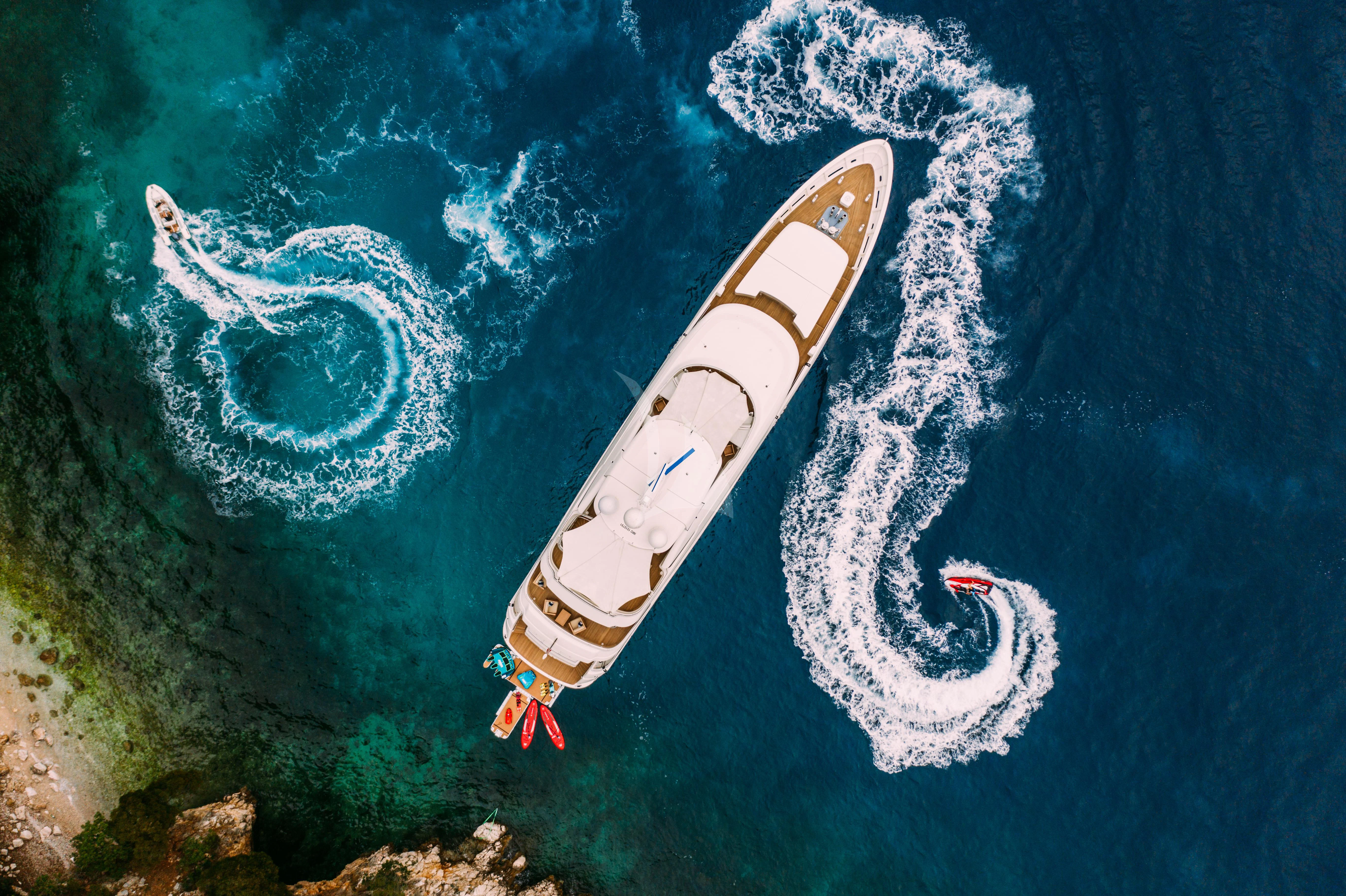 a boat in the water aboard TIREA Yacht for Sale