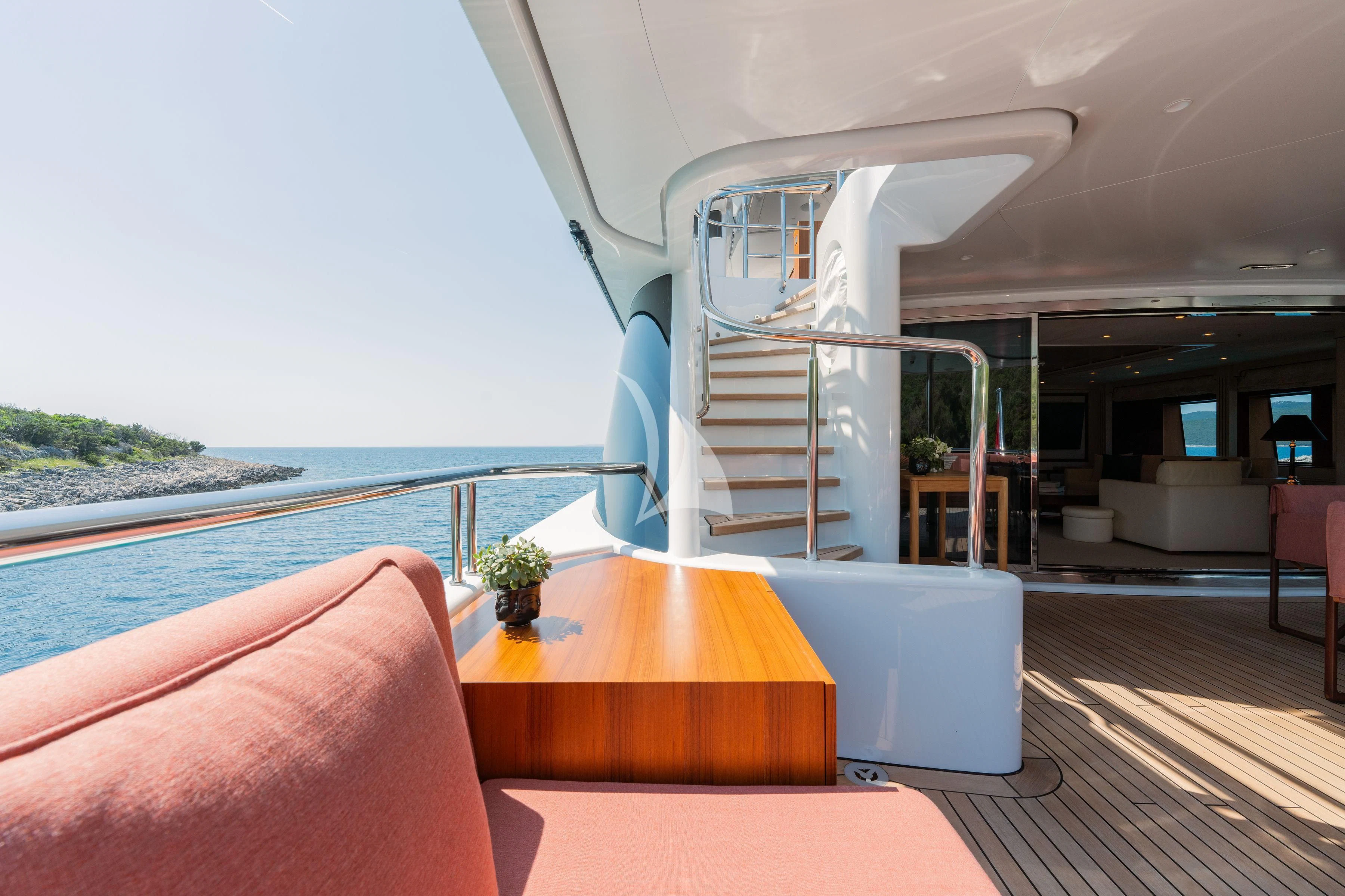 a boat on a deck aboard TIREA Yacht for Sale