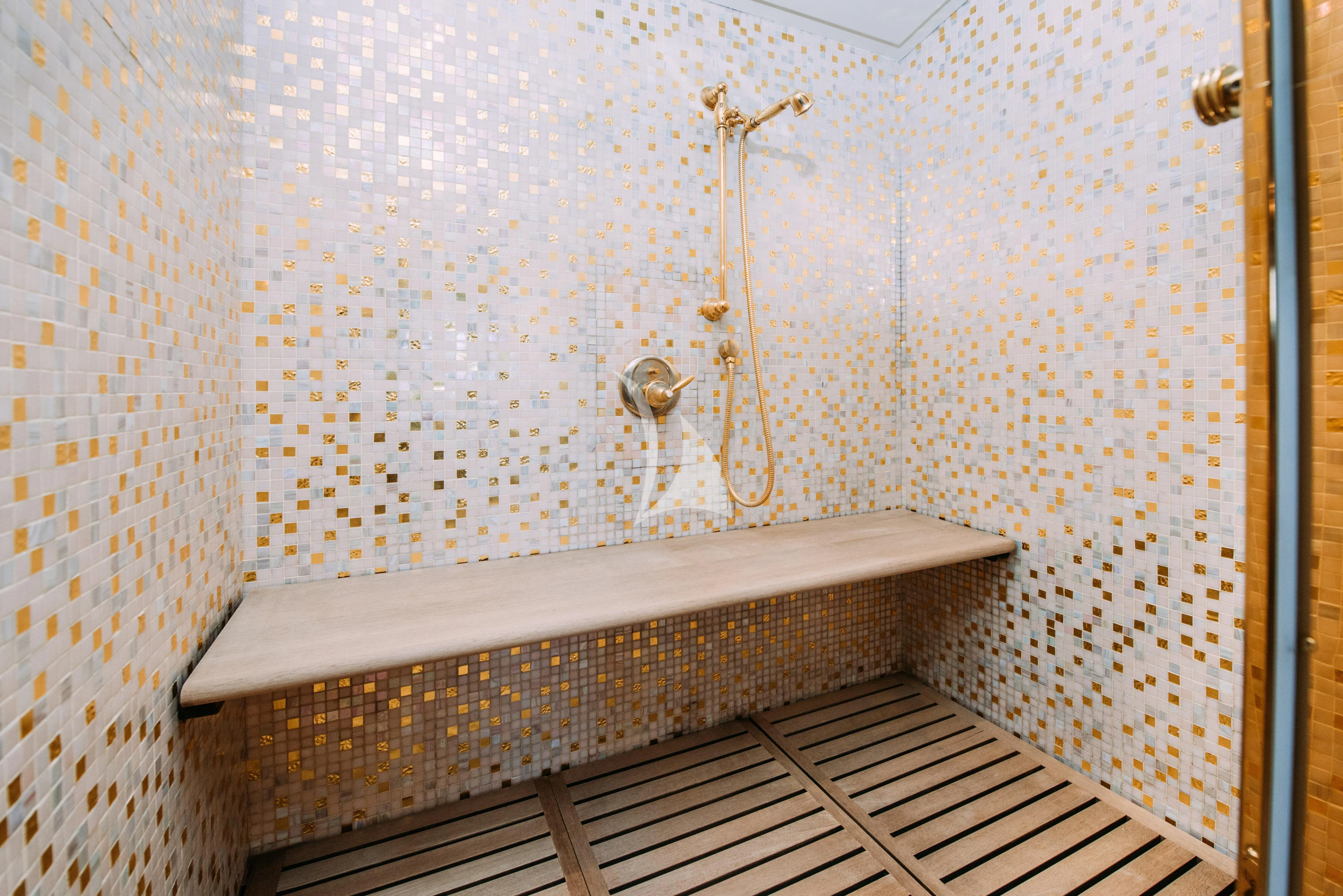 a bathtub in a bathroom aboard TIREA Yacht for Sale